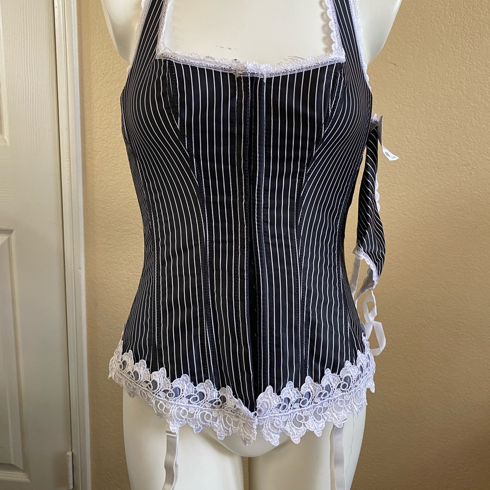 NEW!!! Fredericks of Hollywood pinstripe corset set